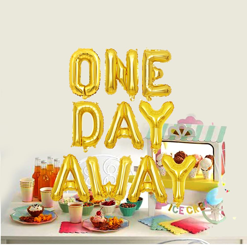 Geloar One Day Away Rehearsal Dinner Banner, One Day Away Party Supplies Balloons Banner for Tomorrow We Do The Night Before Wedding Bridal Shower Photo Background Decorations (Gold)