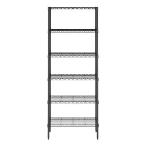 Furinno Wayar Metal Storage Shelf Rack, 6-Tier, 23 x 13 x 59, Black