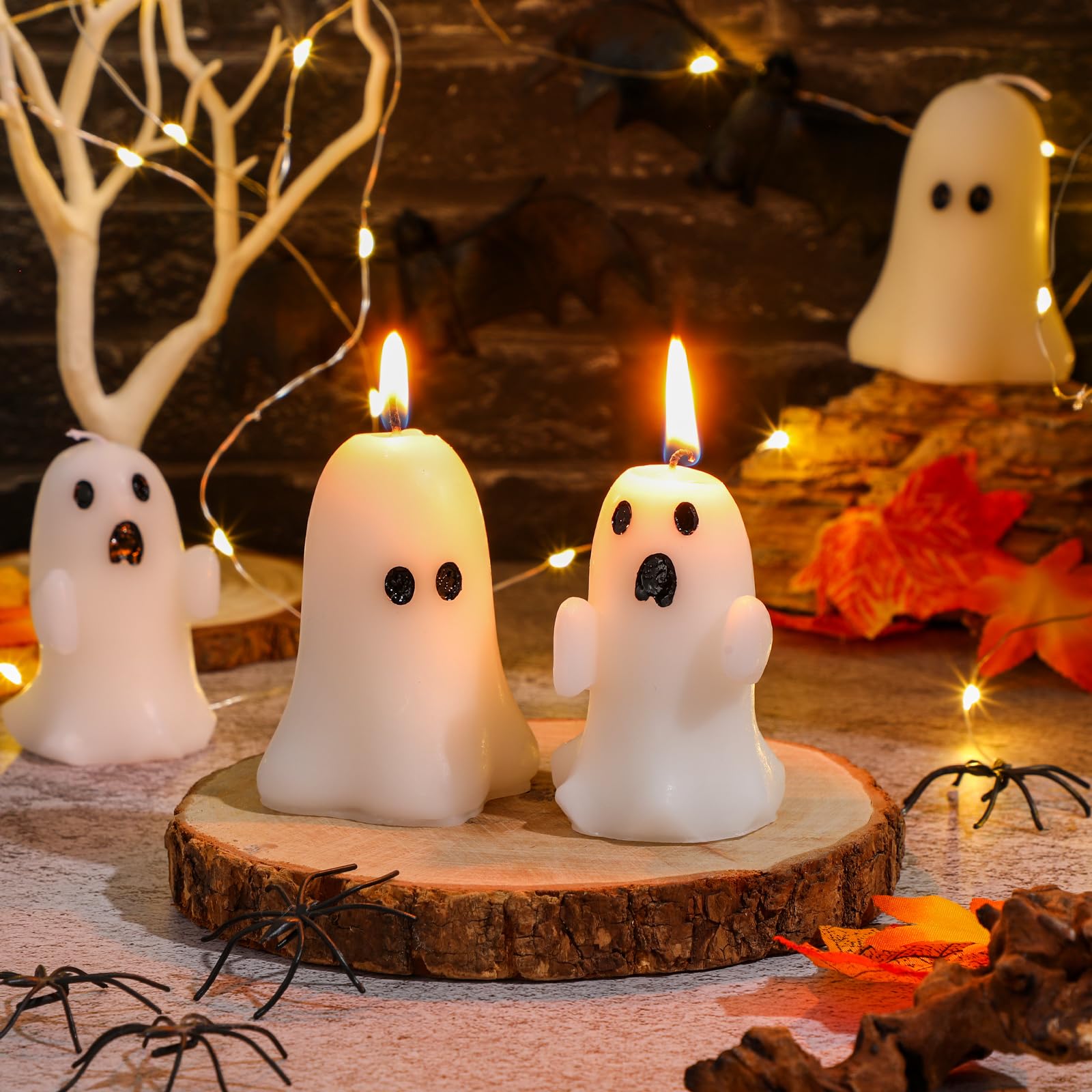 MTLEE 12 Pcs Large Halloween Ghost Candles 3 Inch Candles for Home Dinner Table Decoration Gifts Ghost Soy Candles for Halloween Party Supplies(Ghost)