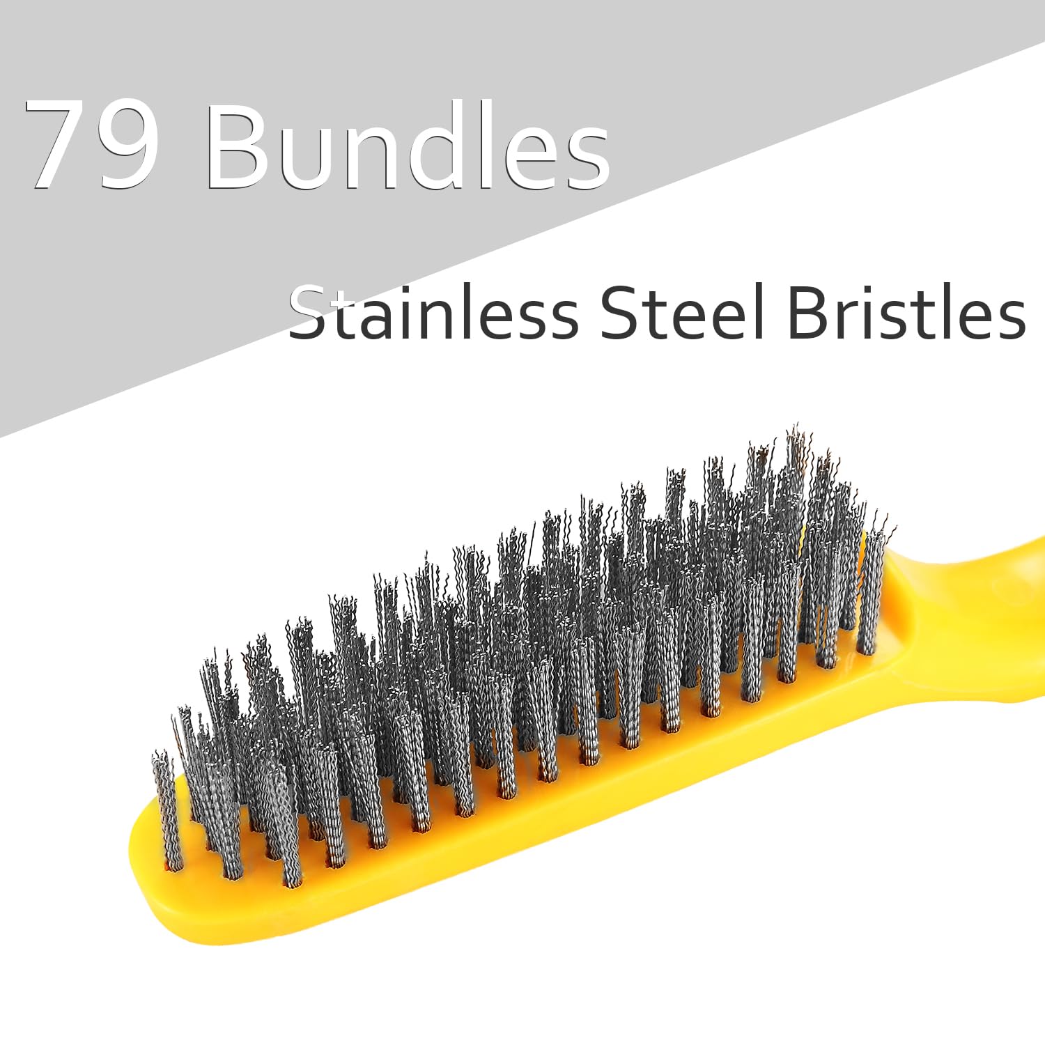 Chanharm Stainless Steel Wire Brush 2 Pcs | 79 Bundles of bristles, 10.5" Plastic Contoured Handle | Heavy Duty Scratch for Cleaning Rust & Dirt Before Welding, Dust and Paint Scrubbing (LWH-2SP)