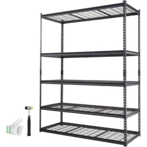 VEVOR Storage Shelving Unit, 5-Tier Adjustable Storage Shelves, 60" L x 24" W x 78" H Heavy Duty Garage Storage Shelves, Metal Shelves for Kitchen Pantry Basement Bathroom Laundry