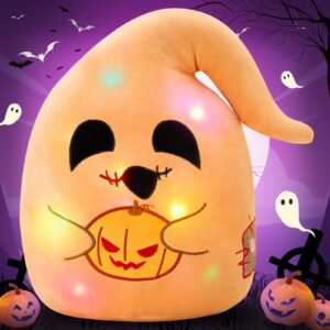 bstaofy 12'' lighted halloween ghost plush pillow with light up pumpkin lantern led halloween pillows home party decorations nightmare before for toddler kids