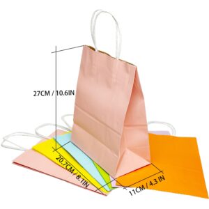 HERUIO 30 Colored Paper Gift Bags Paper Party Bags With Handles Pastel Paper Favor Bags for Party, Birthday - 6 Colours - 210×110×270mm (multi-colored)