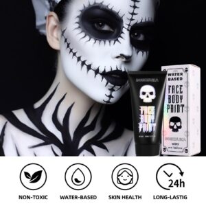 BOBISUKA 150ml PRO Large Tube Water-Based Clown White Face Body Paint, 5.2Oz FX Cream Washable Makeup Goth Joker Skeleton Face Painting for Adults Kids Cosplay Halloween Costume Makeup Foundation