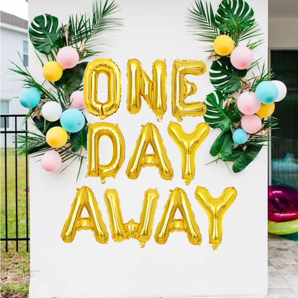 Geloar One Day Away Rehearsal Dinner Banner, One Day Away Party Supplies Balloons Banner for Tomorrow We Do The Night Before Wedding Bridal Shower Photo Background Decorations (Gold)