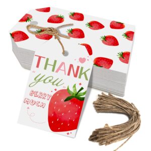 strawberry thank you berry much tag sweet strawberry themed birthday party or baby shower thank you gift tags great for party favors - set of 50