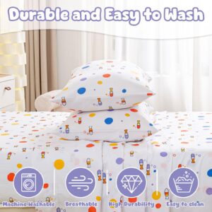 LONAVA Twin Size Printed Kids Sheet Set - 3 Piece Wrinkle-Free Luxurious Soft Microfiber Sheet, Oeko-TEX Certified, Deep Pocket, Breathable & Elastic, Dotty Fish