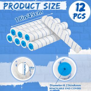 Jinei 12 Pcs 18 Inch Paint Roller Covers 3/8" Nap Roller Covers Large Paint Roller Sleeves Microfiber Wide Paint Rollers for Wall, Ceiling, Painters, Painting Surfaces, Blue, White