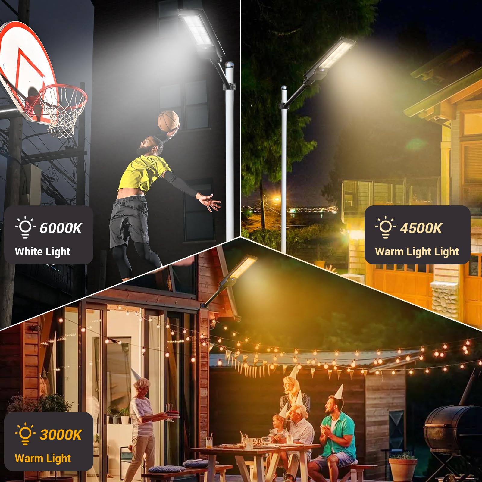 OTeedo 1200W Solar Street Light 120000LM LED Solar Lights Outdoor Waterproof for Garden 3CCT 3000k/4500k/6000k Dusk to Dawn Lighting with Outside Motion Sensor for Backyard,Pool,Garage