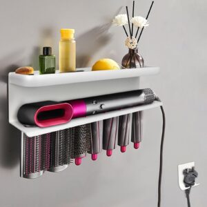 Yimerlen Airwrap Storage Holder Compatible with Dyson Airwrap Curling Iron Wall Mounted Storage Rack Holder for Home Organizer (with Comb) White