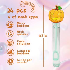 24 Piece Halloween Bubble Wand for Kids(6 Style),Cute Bubble Wand Great for Halloween Party Favors,Pinata Suffer,Halloween Goodie Bags Filler,School Classroom Prizes, (Halloween)