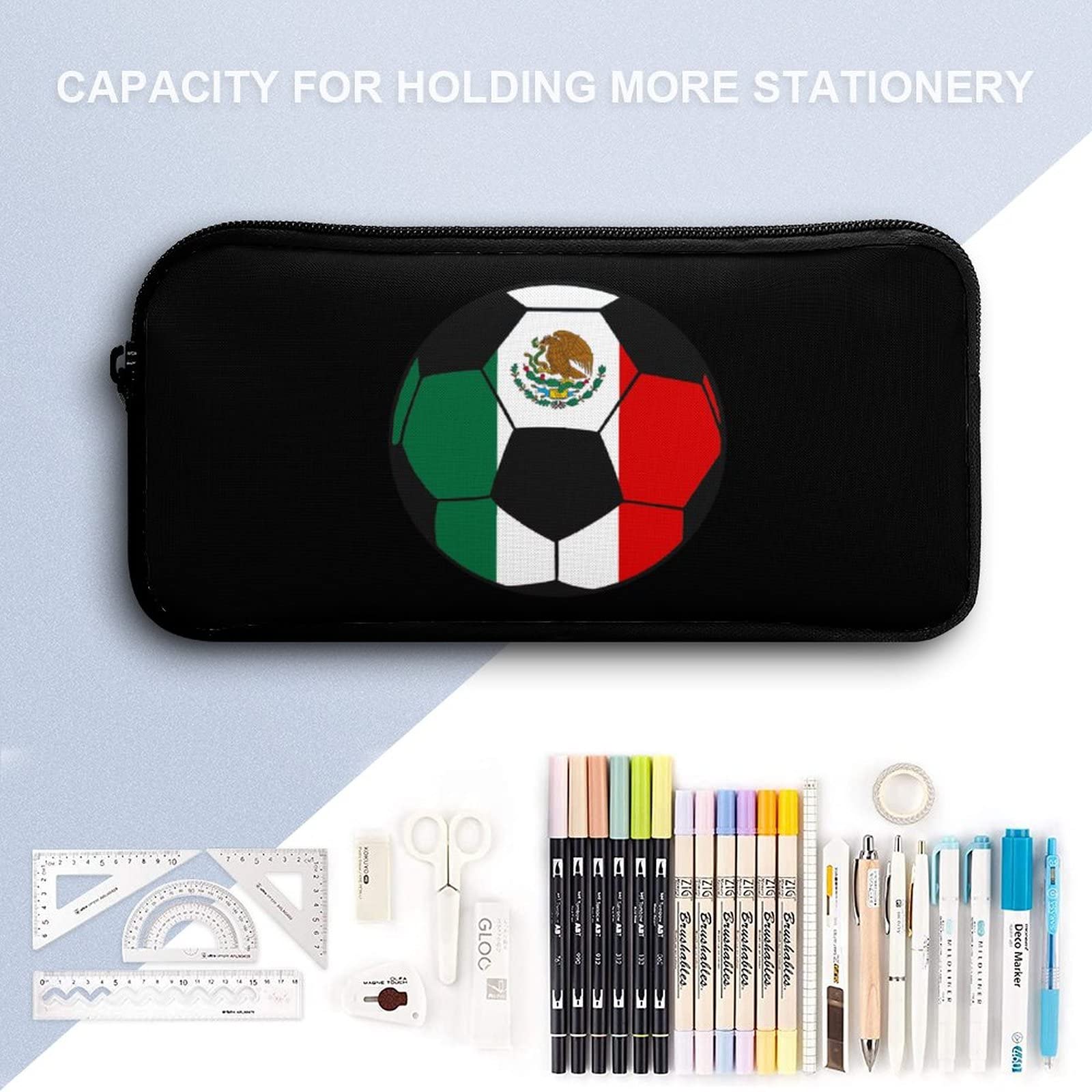 Mexico Football Soccer Pencil Case Cute Pen Pouch Cosmetic Bag Pecil Box Organizer for Travel Office