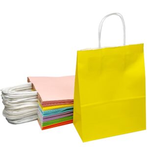 heruio 30 colored paper gift bags paper party bags with handles pastel paper favor bags for party, birthday - 6 colours - 210×110×270mm (multi-colored)