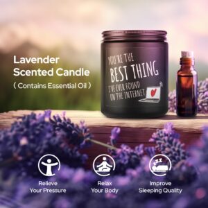 +1herolabs Scented Candles,Funny Candles for Men,Lavender Candles for Home,8oz-50hr Burn Time Soy Candles,Candle Gifts for Women,Long Lasting Candles for Men & Women in Black Jar Candle