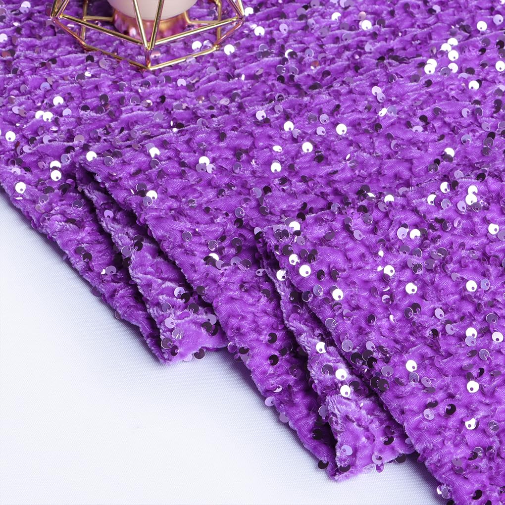 DUOBAO Lavender Sequin Fabric by The Yard Glitter Velvet Shimmer Fabrics 2 Yards Sparkle Mermaid Sequins by The Yard Material Dress Clothing Wedding Party