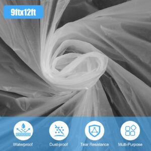 5PCS Painters Plastic Drop Cloth, 9x12 Feet Feet Plastic Painting Tarp Waterproof Plastic Cover Clear Tarp Plastic Sheeting for Painting for Couch Cover and Furniture Cover