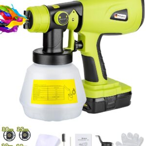 Paint Sprayer for Ryobi Paint Sprayer Compatible with Ryobi 18V ONE+ Lithium Battery, 200W High Power HVLP Spray Paint Gun 4 Copper Nozzles, 3 Patterns for Fence, Ceiling (Tool only)