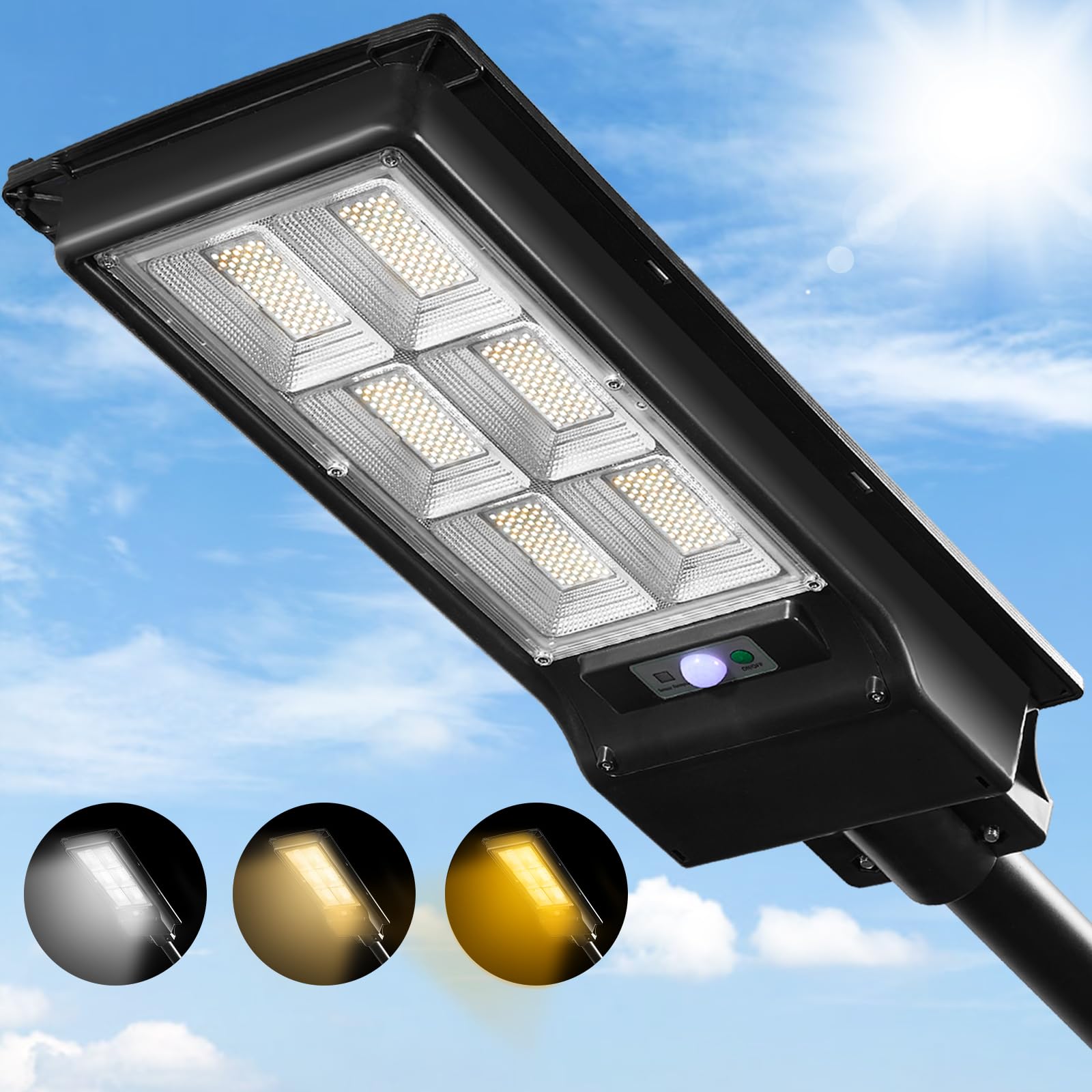 OTeedo 1200W Solar Street Light 120000LM LED Solar Lights Outdoor Waterproof for Garden 3CCT 3000k/4500k/6000k Dusk to Dawn Lighting with Outside Motion Sensor for Backyard,Pool,Garage