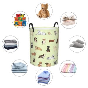 Gbuzozie Cute Puppy Dogs Round Laundry Hamper Cartoon Animals Storage Basket Toys Clothes Organizer Bin For Home Bathroom Bedroom Dorm Nursery, 62l