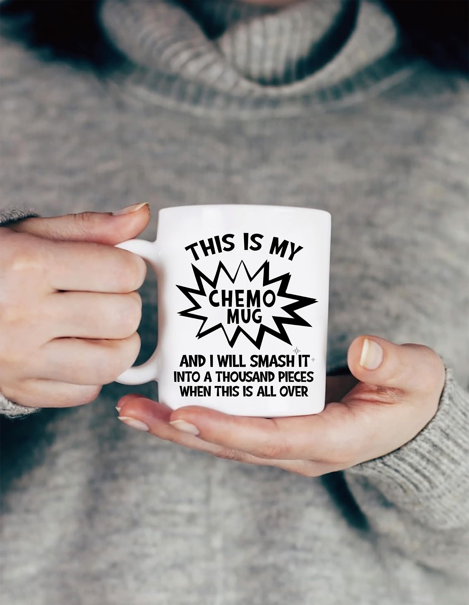 ZomefinKiu This is My Chemo Mug 11 Ounce Ceramic, Inspiration Chemo Pocket Hug, Chemo Patient Gift, Comforting Gifts for Cancer Patients, Thoughtful Gift for Chemo Patient Going Through Chemotherapy