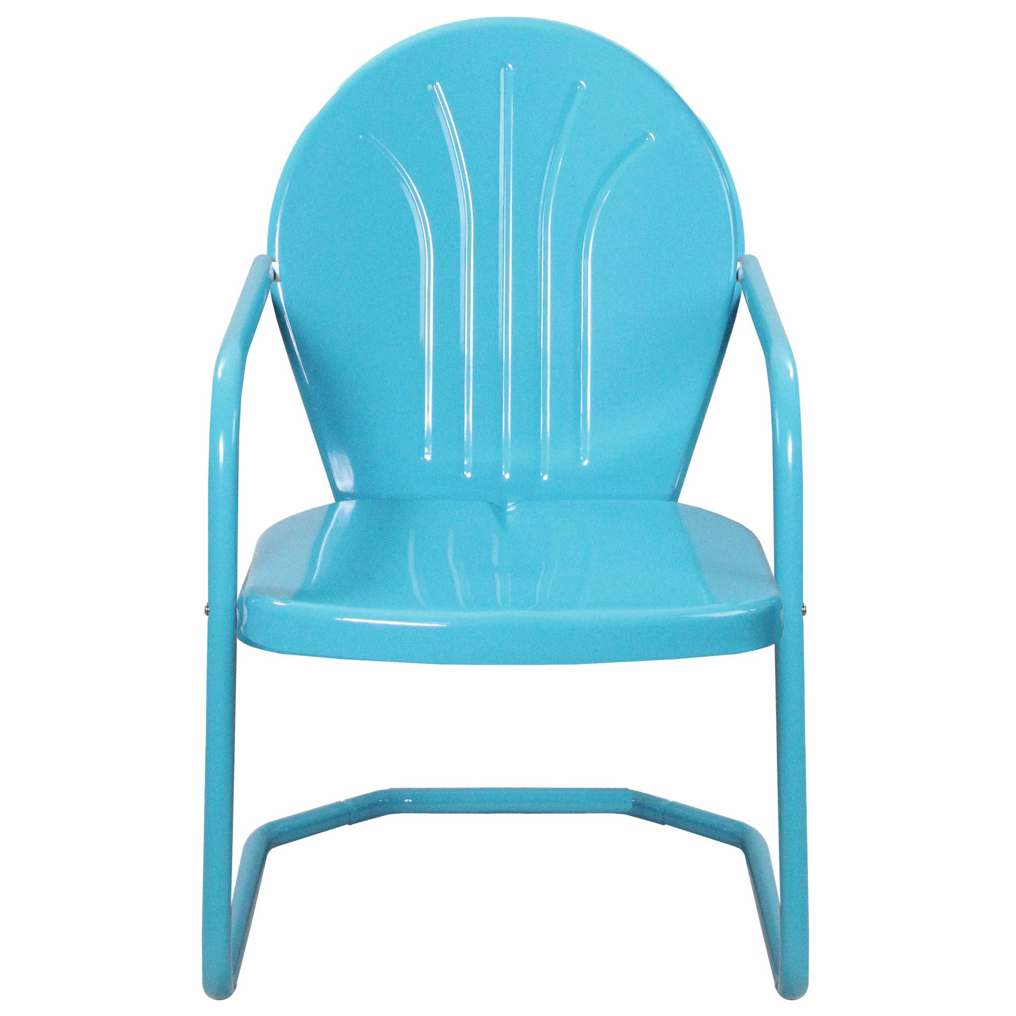 Northlight 34" Outdoor Retro Metal Tulip Armchair, Sky Blue