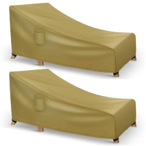 richwon chaise lounge covers outdoor waterproof, heavy duty patio furniture covers, outdoor furniture covers pool lounge chair cover fits up to 78l x 34w x 32h inches, 2 pack, khaki