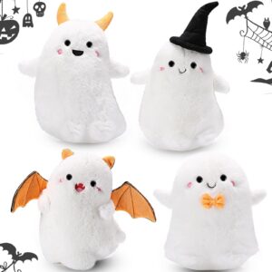 liliful 4 pcs halloween stuffed animal plush toys bulk 8 inch ghost stuffed animals cute spooky dolls halloween plushies pillow for halloween christmas birthday party favors decoration gift bag filler