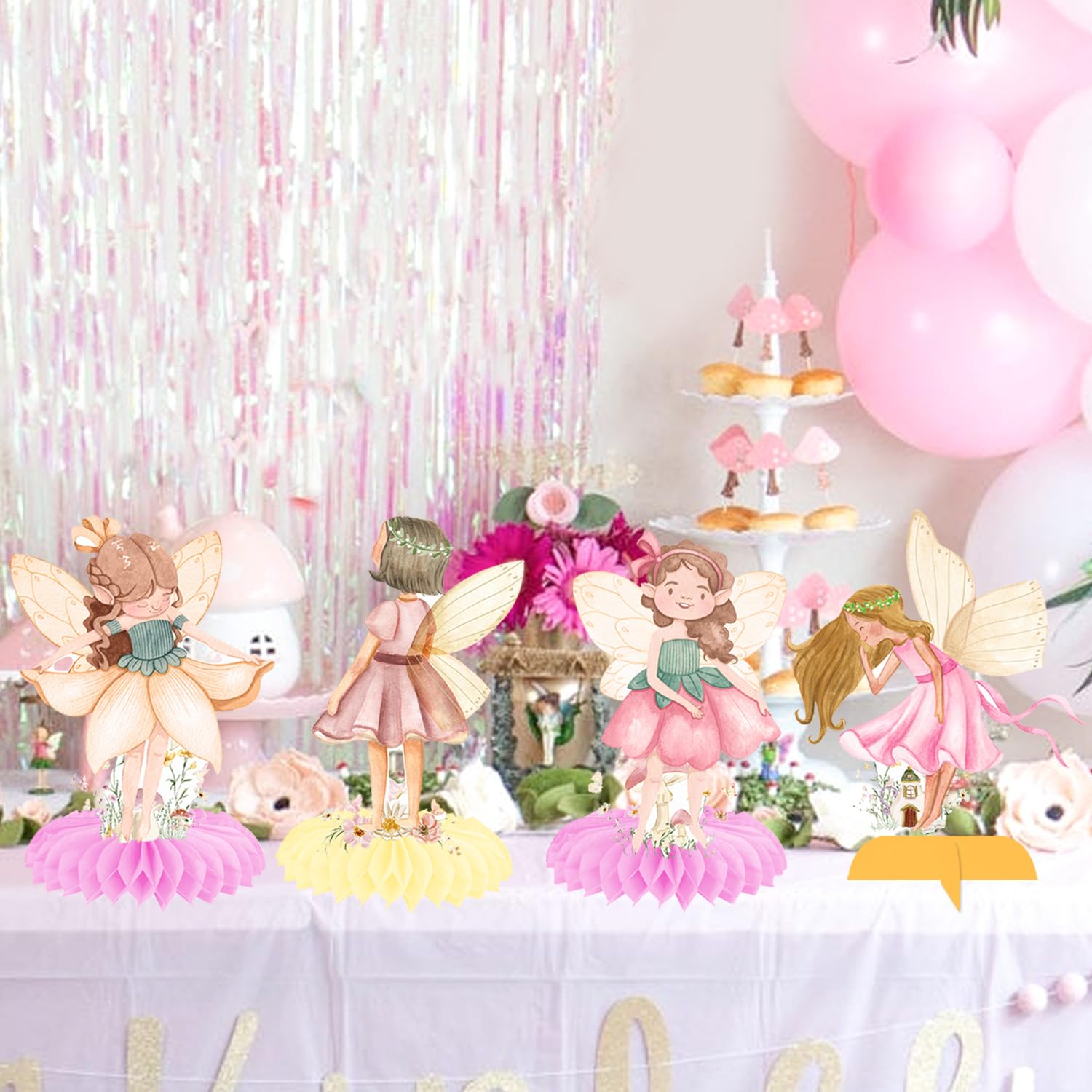 Fairy Honeycomb Centerpieces 11Pcs Fairy Birthday Party Centerpieces for Table Fairy Tale Theme Birthday Party Table Decorations for Floral Fairies Theme Baby Shower Supplies