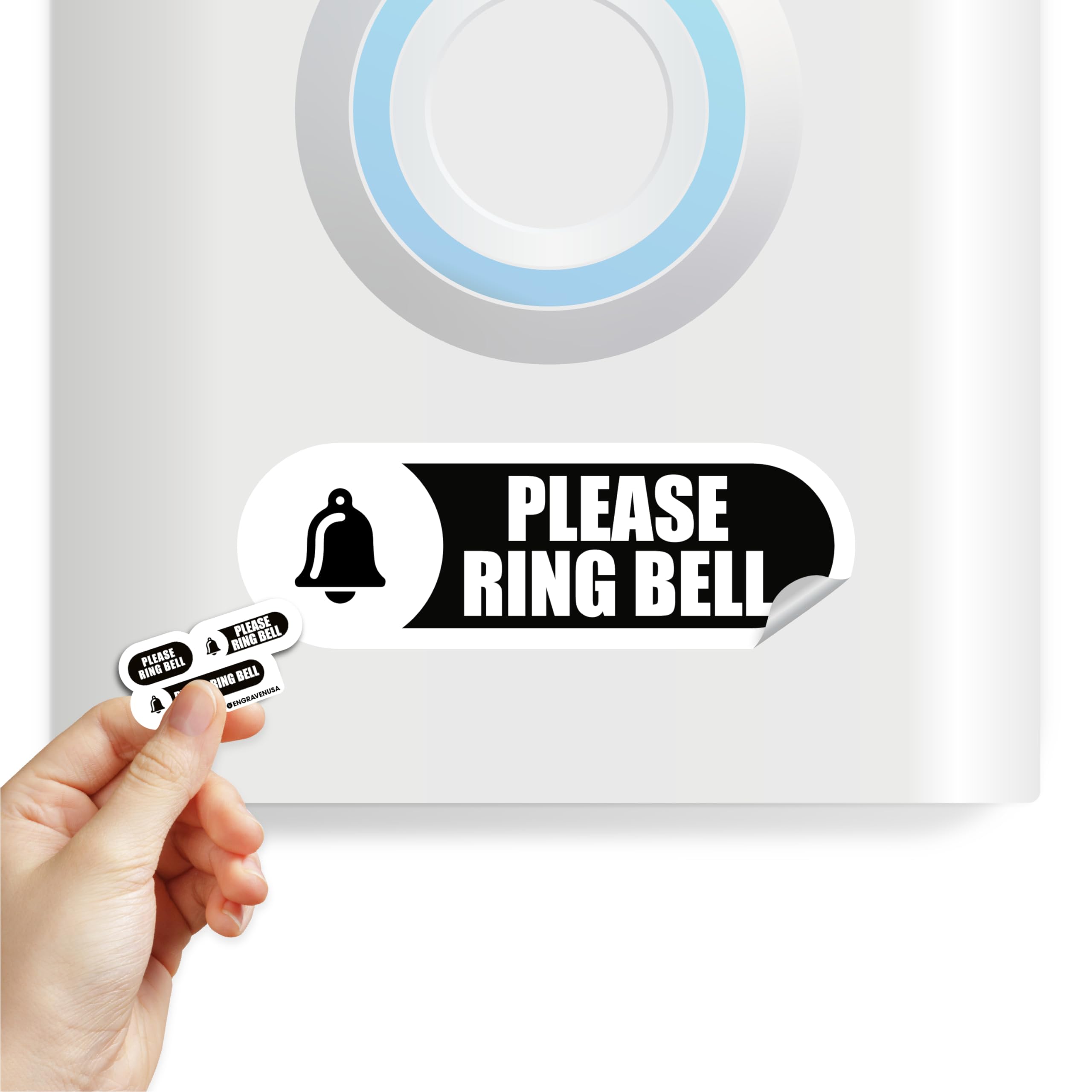 Tiny Please Ring Bell Sign | 3 Sizes Please Ring Bell Sticker | Tiny Sizes Perfect for Video Doorbell | Please Ring Bell Sign Outdoor | 1x0,5 Inches Weatherproof Sticker (Black - 3 sizes)