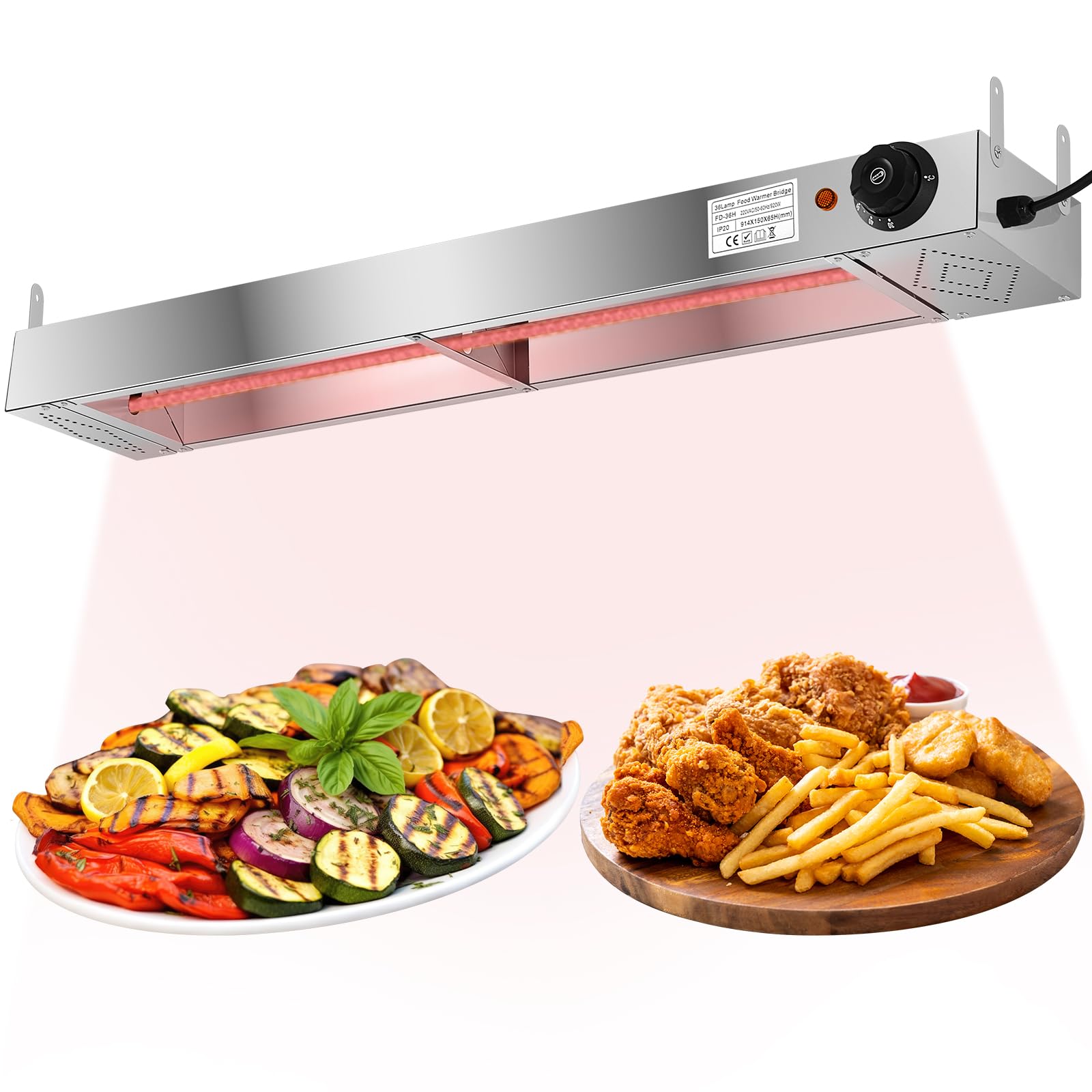 VIHOSE 36 Inches Food Strip Heater Electric Restaurant Food Heat Lamp 920w, 110v Temperature Adjustable Strip Warmer Food Heat Light for Food Warming Service Buffet Catering Commercial Kitchen