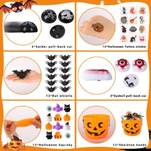 SCIONE 108Pcs Halloween Gooide Bag Stuffers for Kids,Halloween Trick or Treat Toys,Non Candy Halloween Treat Bag Fillers,Halloween Party Favors Toys Bulk for Kids 4-8 8-12,Halloween Pumpkin with Toys