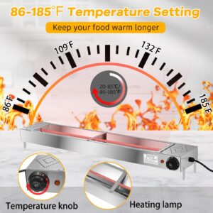 VIHOSE 36 Inches Food Strip Heater Electric Restaurant Food Heat Lamp 920w, 110v Temperature Adjustable Strip Warmer Food Heat Light for Food Warming Service Buffet Catering Commercial Kitchen