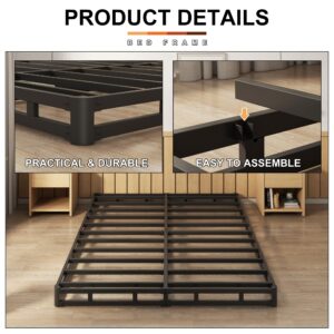 EMODA 5 Inch Box Spring Queen Size Bed Base, 3000 lbs Heavy Duty Metal Mattress Foundation with Fabric Cover, Easy Assembly