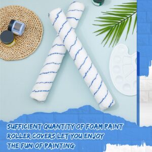 Jinei 12 Pcs 18 Inch Paint Roller Covers 3/8" Nap Roller Covers Large Paint Roller Sleeves Microfiber Wide Paint Rollers for Wall, Ceiling, Painters, Painting Surfaces, Blue, White