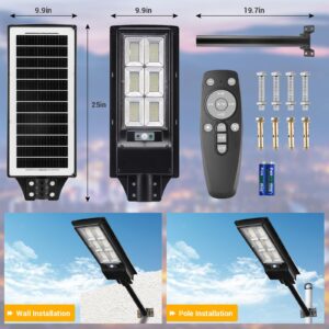 OTeedo 1200W Solar Street Light 120000LM LED Solar Lights Outdoor Waterproof for Garden 3CCT 3000k/4500k/6000k Dusk to Dawn Lighting with Outside Motion Sensor for Backyard,Pool,Garage