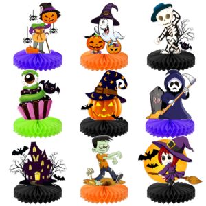 katchon, halloween centerpieces for tables - pack of 9 | halloween birthday party decorations for kids | halloween party table centerpieces honeycomb for halloween party decorations