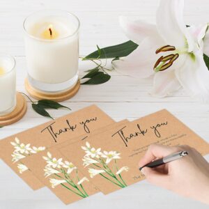 lily Minimalism Funeral Thank You Cards with Envelopes,Fillable Funeral Thank You Cards,Thank You Notes,Thank You Notes With Envelopes Set,Floral Thank You Cards,Personalized Thank You Cards,G5