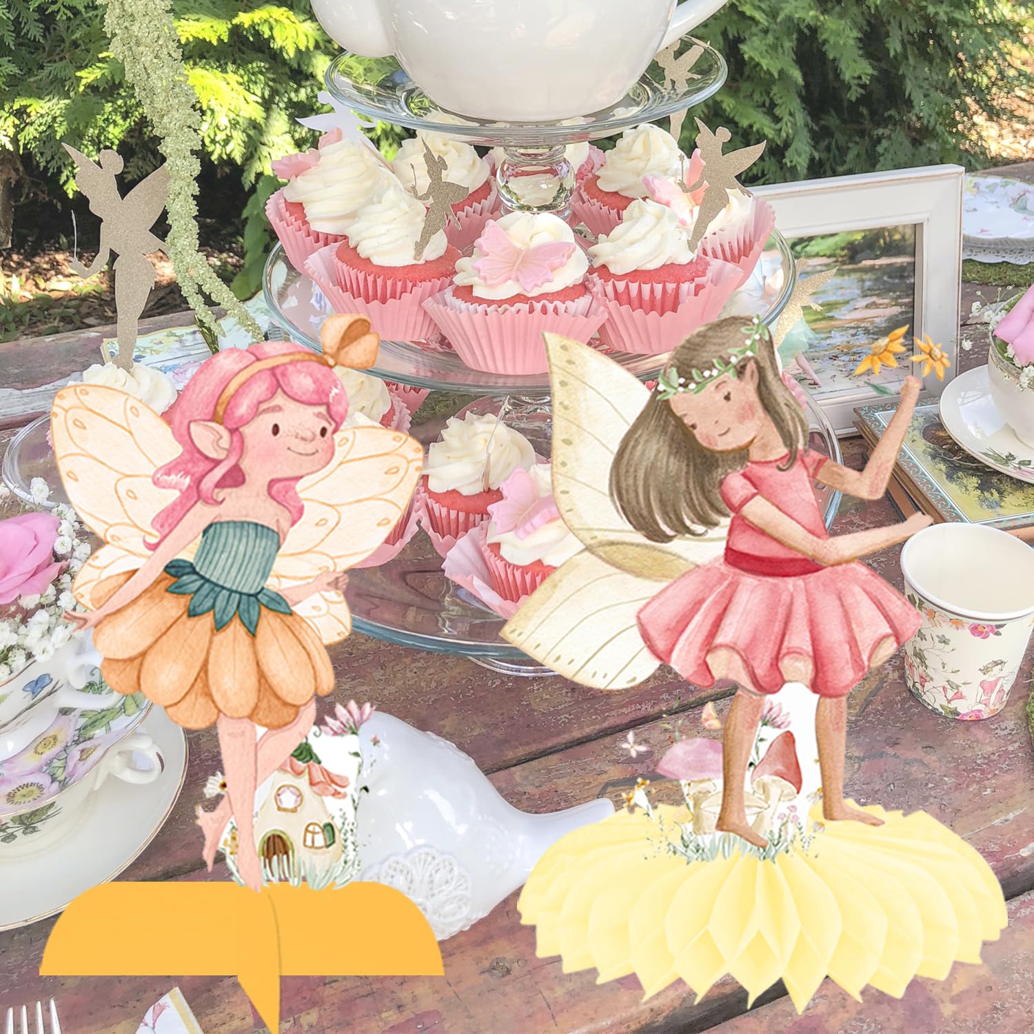 Fairy Honeycomb Centerpieces 11Pcs Fairy Birthday Party Centerpieces for Table Fairy Tale Theme Birthday Party Table Decorations for Floral Fairies Theme Baby Shower Supplies