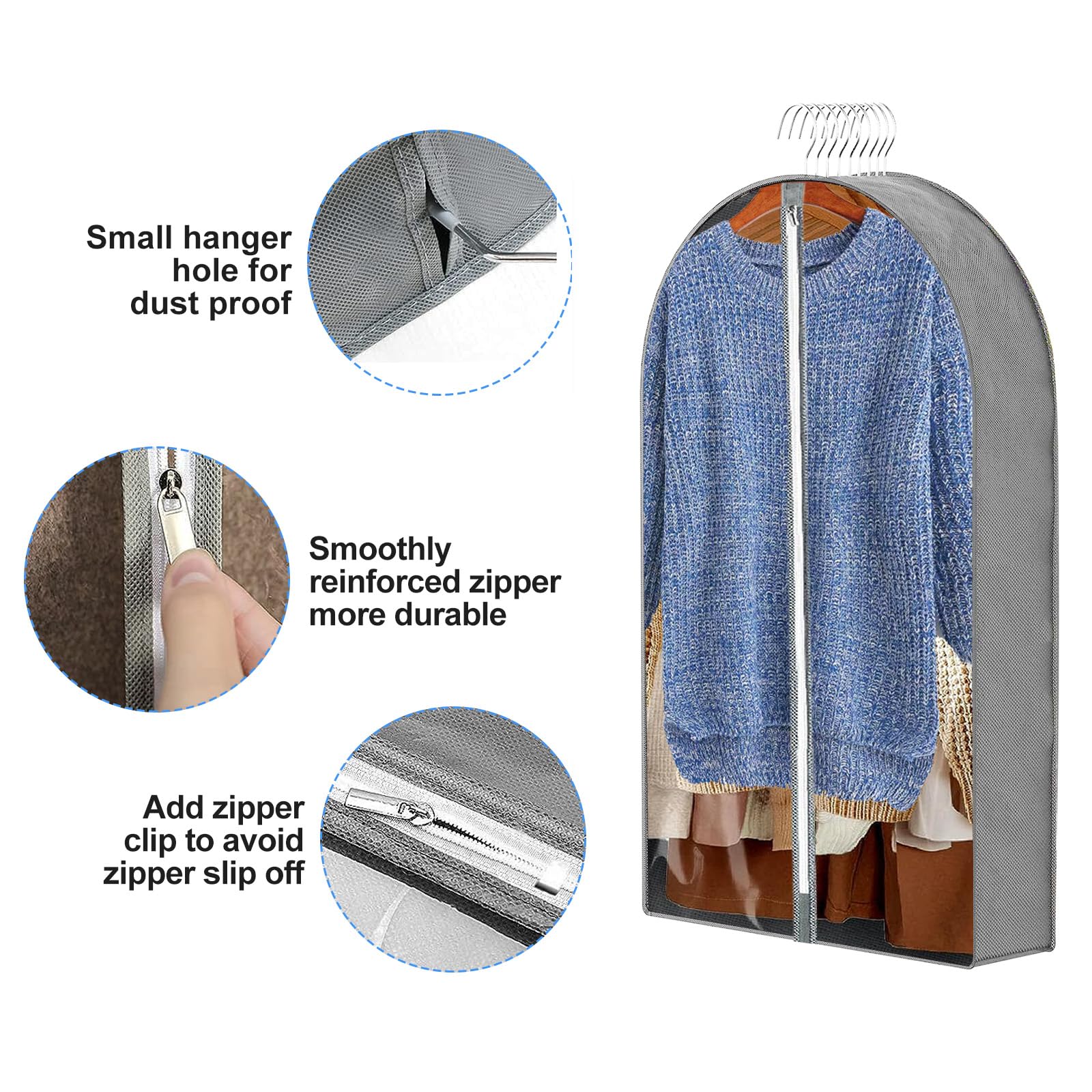 Garment Bags for Hanging Clothes Travel Transparency Clothing Bag for Closet Storage Used for Clothing,Dresses,Robes,Coats.