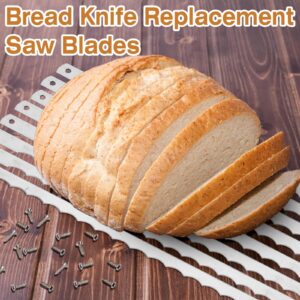 Therwen Bread Bow Knife Blades Stainless Steel Replacement Blade Bread Blade with Screws for Cake Homemade Bread Cutting Wooden Bread Knife, 10.8 Inches (12 Pcs)