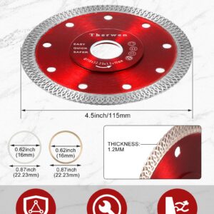 Therwen 20 Pcs Diamond Saw Blade 4.5 Inch Thin Tile Blade Bulk Tile Blade Diamond Cutting Wheel for Angle Grinder Cutting Porcelain Ceramic Tile Granite Marbles