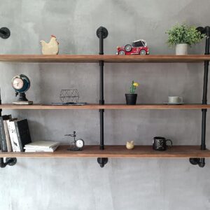 HDDFER Floating Shelves for Wall Bookshelf Industrial Pipe Shelving Shelves Natural Wood Planks 60 inch Rustic Wall Shelves Hanging Bookshelves Farmhouse Kitchen Shelving