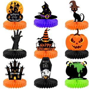 katchon, halloween centerpieces for tables - pack of 9 | witch halloween table centerpiece, halloween table decorations | orange and black halloween centerpiece | spooky halloween decorations indoor