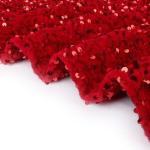 shinybeauty 3 feet red fabric by the yard 1 yard sequin fabric for craft red velvet fabric for dress stretch red fabric sequin velvet fabric for sewing glitter fabric material for clothes christmas