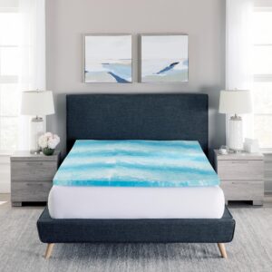 Bodipedic Memory Foam Mattress Topper, Gel Swirl Memory Foam, Ventilated Design, CertiPUR-US Certified Foam, Blue/White