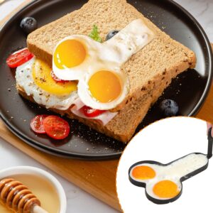 2-Pack Egg Fryer, Egg Fryer for Frying Eggs, Funny Cooking Gadgets Egg Pancake Cooking Tool with Foldable Handle, Professional Non-Stick Egg Ring with 1 Silicone Basting Brush