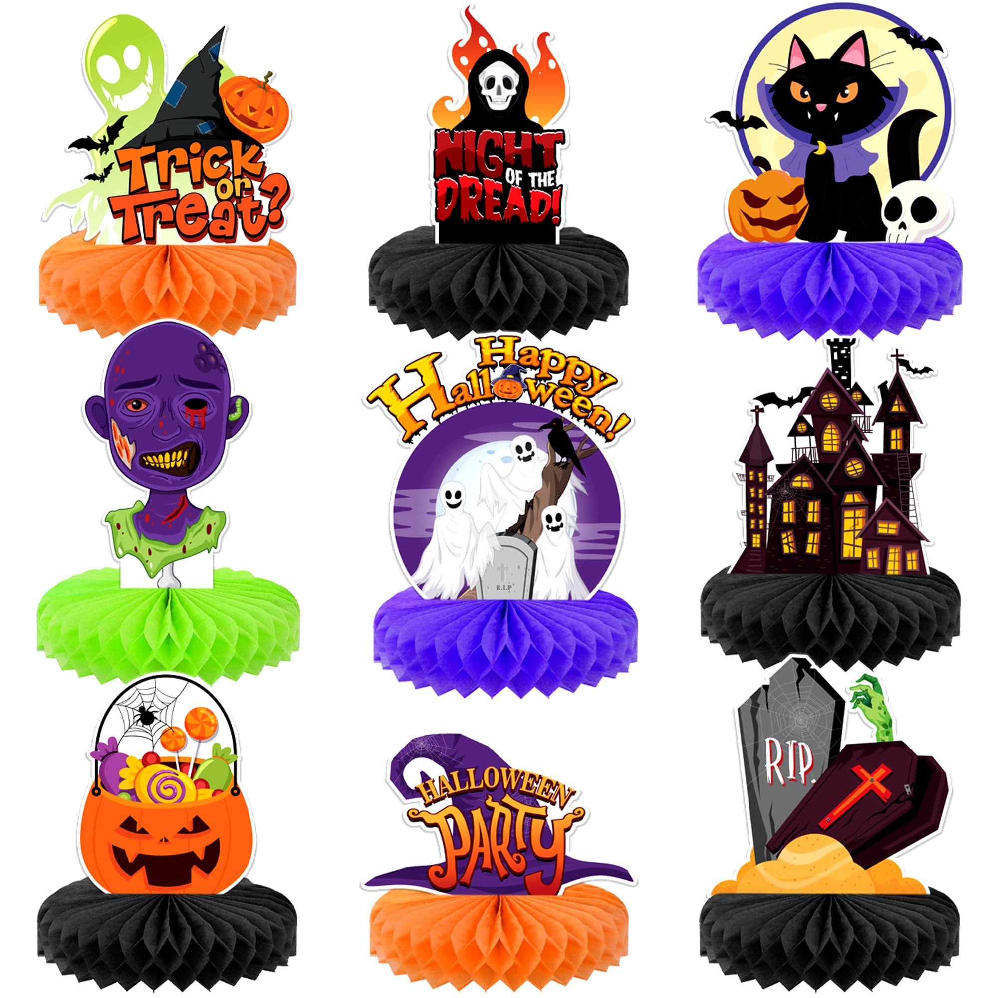 KatchOn, Spooky Halloween Centerpieces for Tables - Pack of 9 | Pumpkin Halloween Table Centerpiece for Halloween Table Decorations | Ghost Halloween Centerpiece for Halloween Decorations Indoor