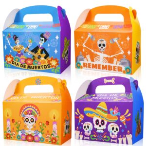 howaf 12pcs dia de los muertos party treat boxes, day of the dead gift boxes, sugar skull candy boxes goodie boxes for dia de los muertos halloween party supplies, day of the dead party gift favors