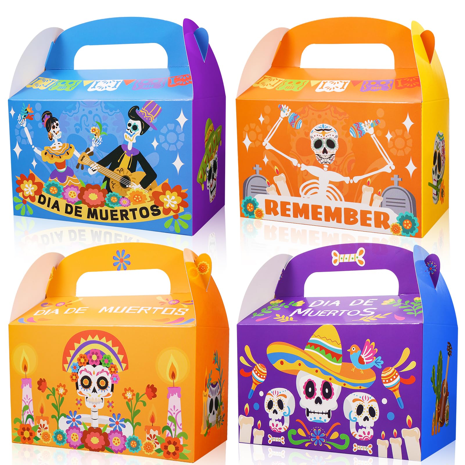 HOWAF 12pcs Dia De Los Muertos Party Treat Boxes, Day of the Dead Gift Boxes, Sugar Skull Candy Boxes Goodie Boxes for Dia De Los Muertos Halloween Party Supplies, Day of the Dead Party Gift Favors