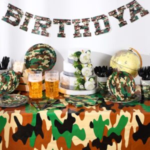 Mixweer Camouflage Plastic Tablecover Camo Tablecloth, 54 x 108 Inch Disposable Camo Table Cloths for Parties Camo Party Table Covers for Hunting Birthday Camo Party Decorations Supplies (3 Pcs)